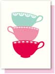 Greeting Card Elly Oak Afternoon Tea, Teacup Stack