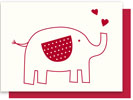 Greeting Card Elly Oak At the Zoo, Elephant, Red outline