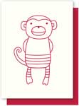 Greeting Card Elly Oak At the Zoo, Monkey, Red Outline