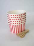 Pink & White Stripe Ice Cream Cups and Spoons - Pink Stripe