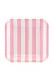 Square Sambellina Pink & White Candy Stripe Paper plates