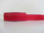 Ribbon Grosgrain Stitched Red 22mm