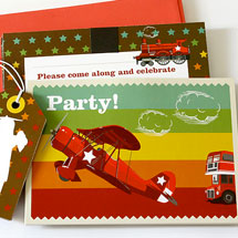 Party Invitations Set KatyJane Designs Vintage Plane